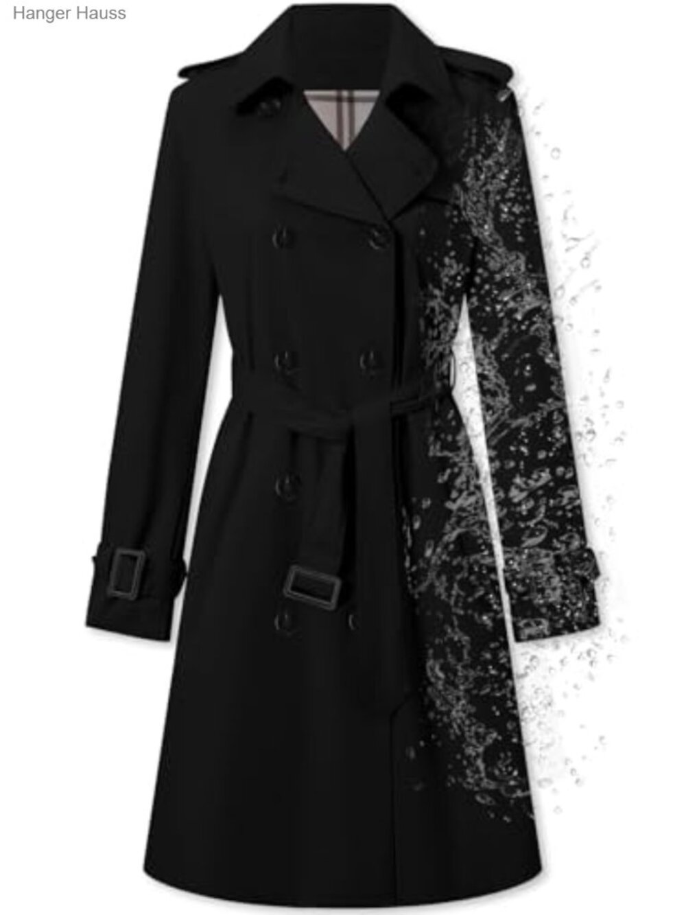 Women's Double Breasted Water-Repellent Belted Trench Coat